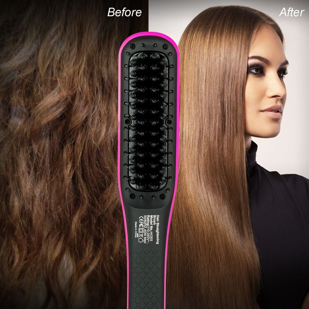 Apalus NEW Digital Ceramic Hair Straightening‎ Detangling Brush Black Purple NIB